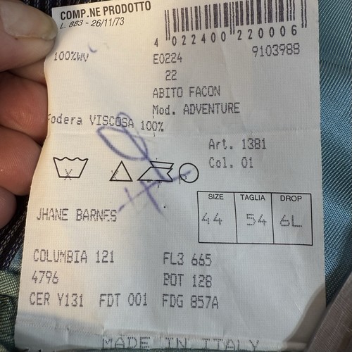 Pinstripe Jacket Blazer Sz 44 Jhane Barnes Italy Virgin Wool Blue Quality - Picture 19 of 19