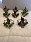 Set Of 8 Silver Metal Napkin Rings With Poinsettias Christmas