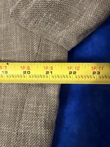 HUGO BOSS Mens 40R Pasini Beige Khaki Linen Wool Hopsack 2 Button Blazer Preppy - Picture 5 of 15