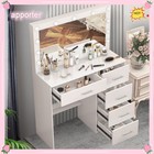 11 LED Lights Makeup Desk Mirror Dressing Dresser Table Dresser White Vanity Set