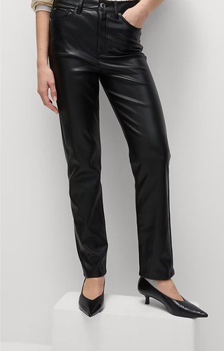 M & S Faux Leather Straight Leg Trousers Size 20 - Picture 4 of 6