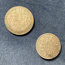1921 Silver Half Crown George VI & 1953 Silver Florin two sillings