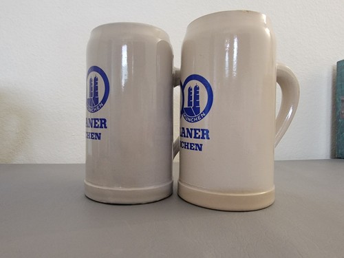 4er Set ~ Vintage Bierstein Paulaner München West Germany Keramik grau blau 0,5L - Bild 3 von 9