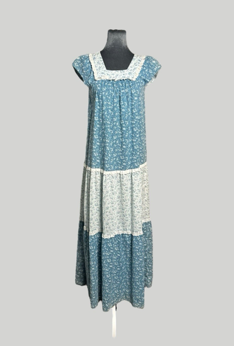 Vintage 60s boho summer tiered floral lace babydoll maxi dress Nani Honolulu XS - Picture 4 of 21