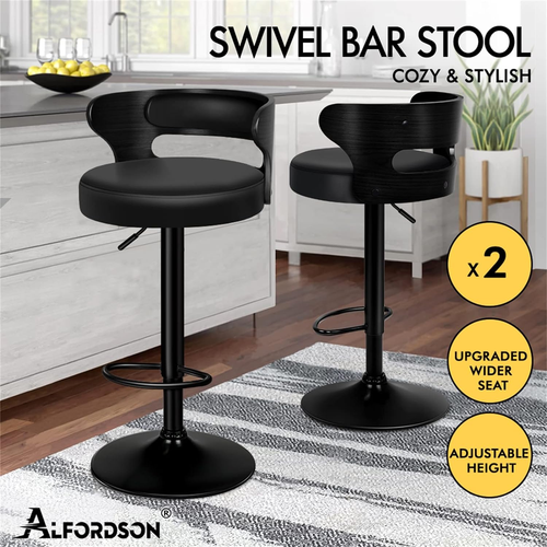 ALFORDSON Set of 2 Bar Stool Ramiro Adjustable Kitchen Stool Swivel Counter W... - Picture 3 of 12