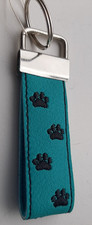 Handmade Machine embroidered blue key ring Paws