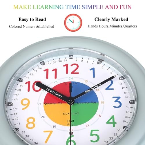 Learning Clock for Kids, Silent Non Ticking Telling Time Teaching Clocks for - Picture 7 of 8