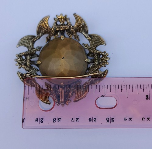 Florenza Spilla Cognac Vetro Sfaccettato AB Pietre Stemma Ciondolo Vintage Collezione - Foto 22 di 22