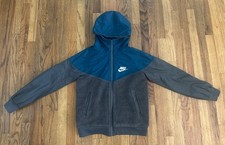 Nike Boy's Sportswear Windrunner Sherpa Jacket Gray Blue Navy Large