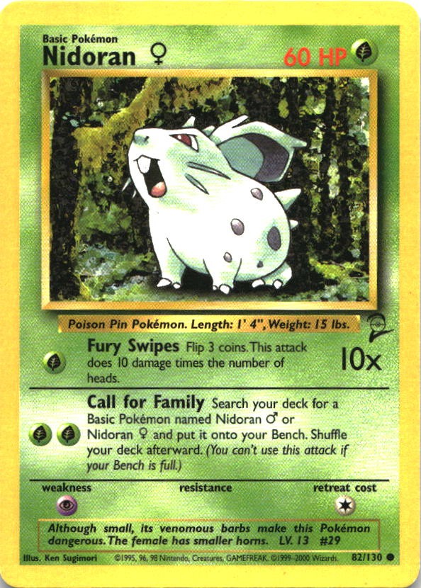Nidoran F 82/130 Common Base Set 2 Pokemon Lightly Played