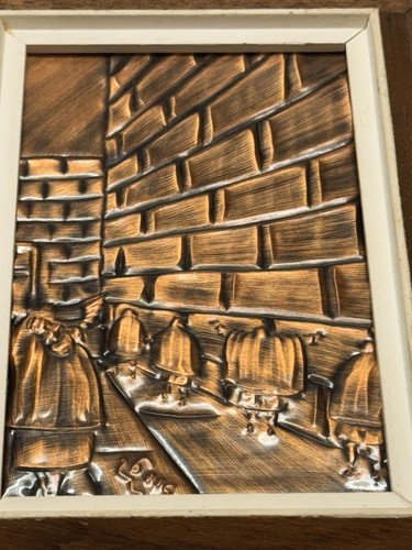 VTG Israel Wailing Wall Judaica Jewish Art Artist Signed Safad Copper Relief - Picture 4 of 9