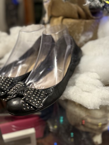 Mark Fisher Tempt Black Top Studded Bow Ballet Flats Size 9 - Picture 6 of 11