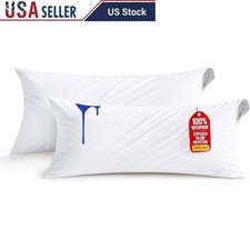 Waterproof Polyester Pillow Protectors Set of 2 Bed Bug Proof Cover Zip Closure