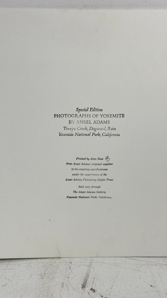 Edición especial. Iniciales Ansel Adams Tenya Creek, Dogwood Rain Yosemite Alan Ross Foto 3 de 4