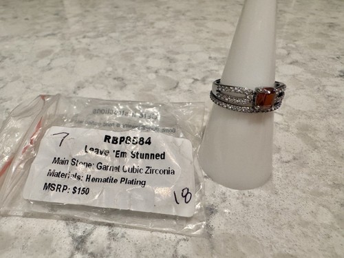 Bomb Party Ring Sz 7 - January 2025 Garnet CZ On Hematite (Deep Red)! - Picture 6 of 7
