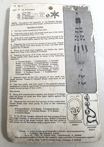 Kit de colgador de plantas con cuentas de fibra artesanal vintage verde y transparente tardío MCM 24" NOS - Imagen 6 de 6