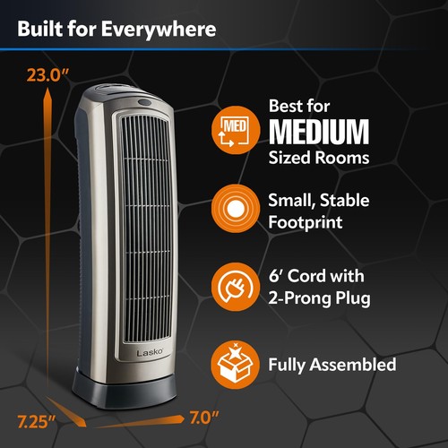 Lasko Oscillating Digital Ceramic Tower Heater for Home with Adjustable Therm... - Picture 5 of 11