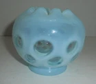 Fenton Coin Dot Blue Opalescent Crimped Rim Vase Bowl