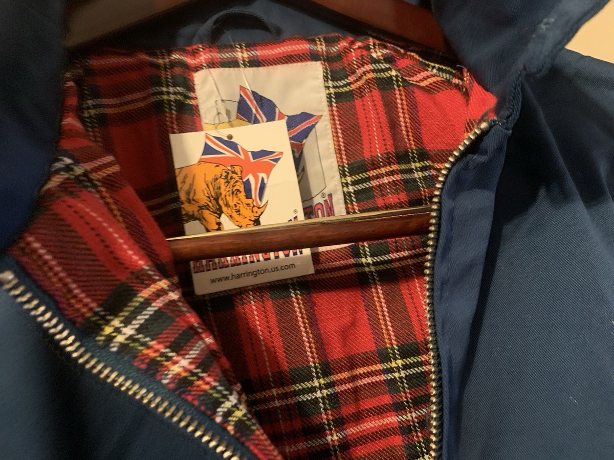 Baracuta G9 Harrington Jacket Womens Legion Blue XL Plaid Lined 