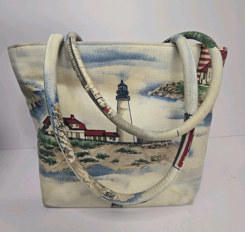 Vintage Margaret Smith Lighthouse Tote Bag Handcrafted in Maine - Bild 2 von 8