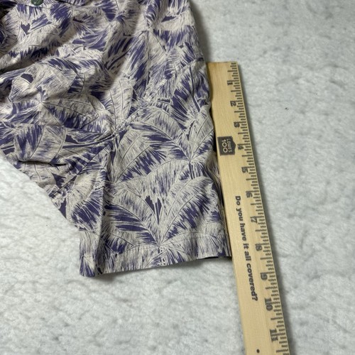 Tori Richard Hawaiihemd Herren Medium Lila Weiß Baumwolle Rasen Tropical Beach - Bild 7 von 7