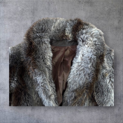 Vintage Faux Fur Coat by Furiginals Grey Brown Longline Jacket UK 8–10 1970s - Picture 2 of 6