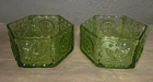 Indiana Glass Green Depression Glass Eagles & Stars Set Of 2 Patriotic MCM