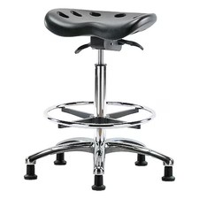 Tractor Stool, Polyurethane, Black, 23 In To 33 1/2 In Seat Height,