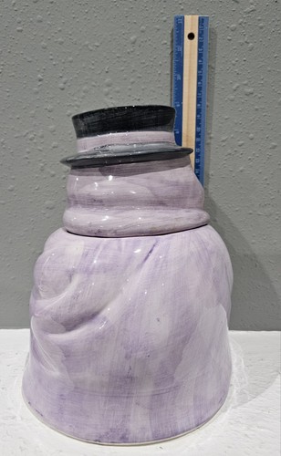 Tarro de galletas vampiro Conde Drácula cerámica años 90 decoración de Halloween capa púrpura rara - Imagen 9 de 10