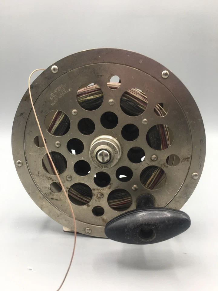 Carrete de pesca Pflueger Sal-Trout Trolling #1558 5,5" mango único con línea vintage Foto 3 de 4