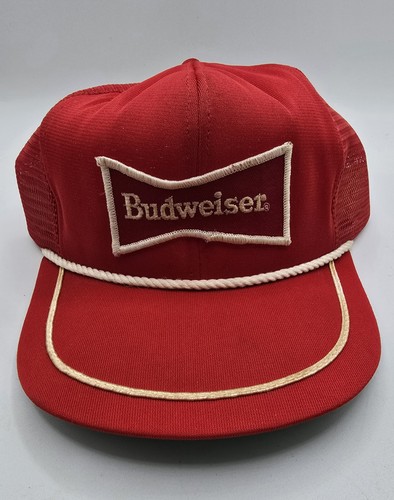 Vintage Budweiser Beer Patch Logo Trucker Hat Cap Snapback Red Mesh M/L Mütze USA - Bild 15 von 15