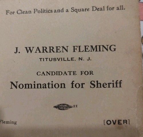 Ende des 19. Jahrhunderts J. Warren Fleming Kampagne Karte Nominierung für Sheriff - Bild 3 von 5