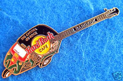 BANGKOK THAILAND BLACK ROOF *GREEN TUK-TUK* MOTOR TAXI GUITAR Hard Rock Cafe PIN - Picture 1 of 1