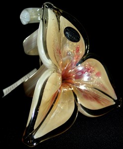 Glassware-Art-Glass-Modern-Abstract-Hand-Blown-Flower-Sculpture-6x6x5