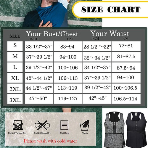 Men's Sauna Suit Tank Top Sweat Vest Neoprene Body Shaper T-Shirt Waist Trainer - Picture 2 of 23