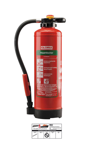 Feuerlöscher Gloria SK 6 Pro, 6l AB Schaumlöscher Schaum Halterung u. Plakette - Bild 1 von 5