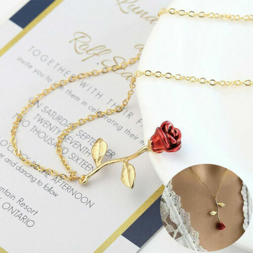 Rose Red Chain Flower Necklace Crystal Necklace Fashion Jewelry Rose Red Chain Flower Necklace Crystal Necklace Fashion Jewelry