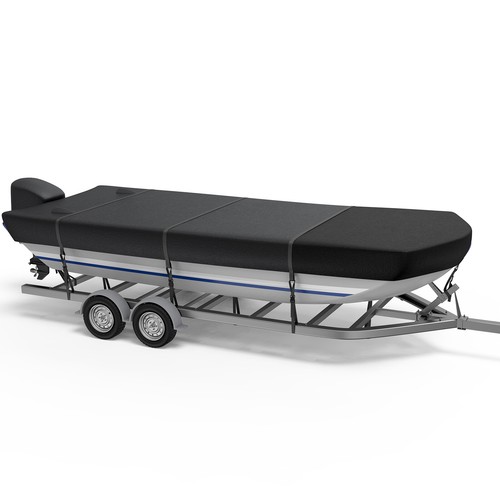 12-14ft Heavy Duty 1200D Jon Boat Cover Trailerable Marine Grade w/Motor Cover - Picture 13 of 22