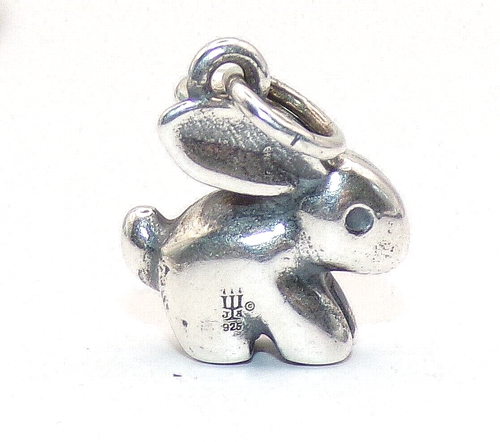 JAMES AVERY Signed Sterling Silver 3D Bunny RABBIT PENDANT / CHARM - Picture 2 of 6