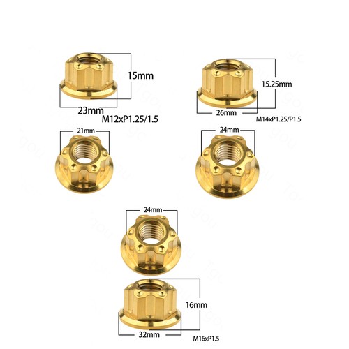 Titanium Flange Nuts M6/M8/M10/M12/M14/M16 for Motorcycle Nut Decoration Color - Picture 3 of 15