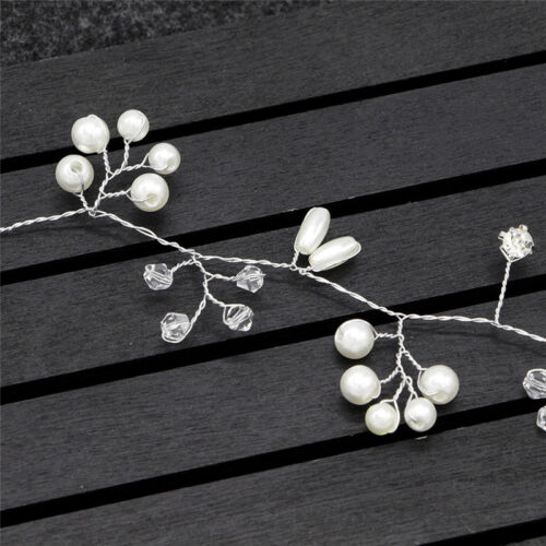 Luxury Wedding Bridal Rhinestone Faux Pearl Headband Tiara Hair Headpiece`yk - Picture 6 of 8