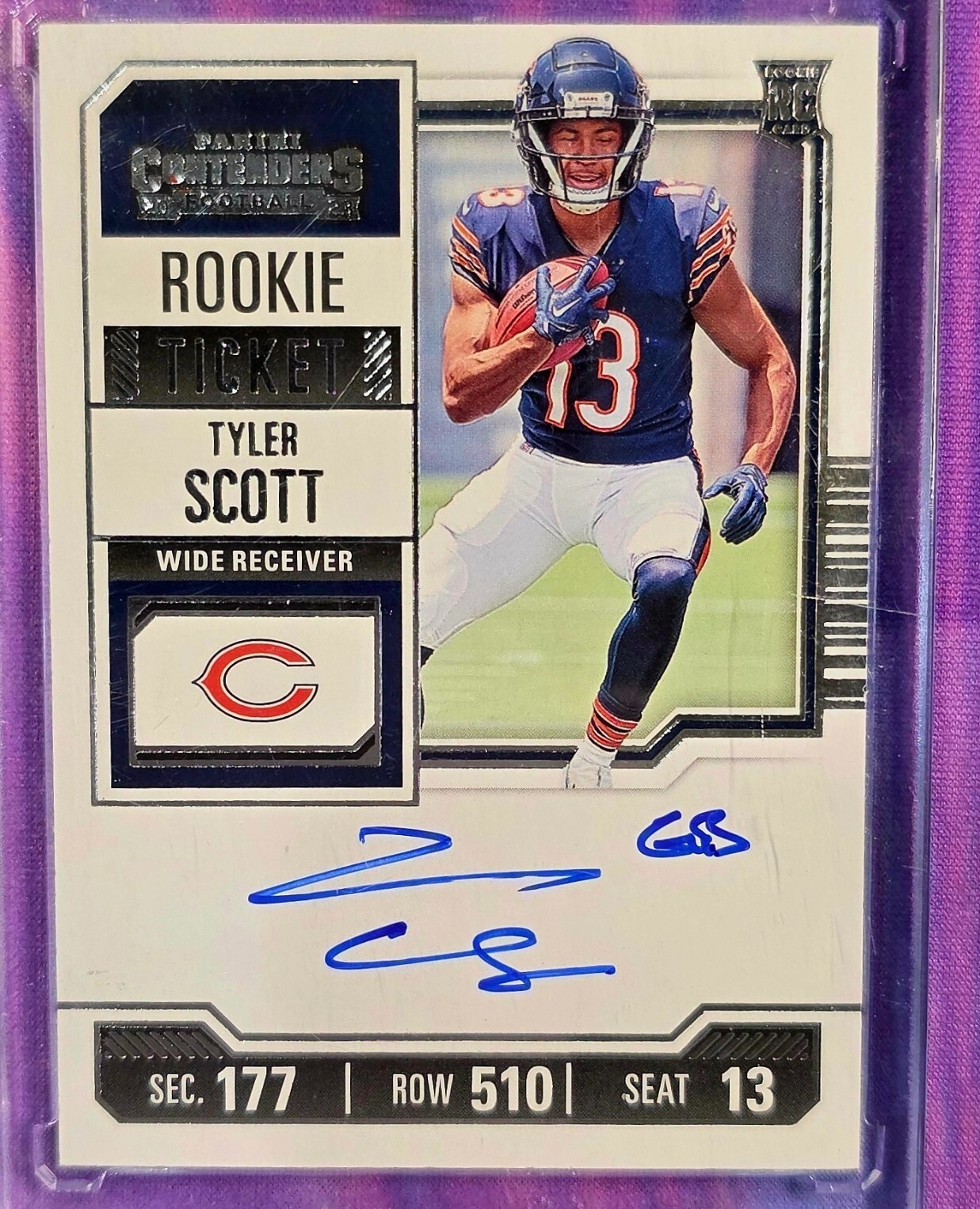 TYLER SCOTT ROOKIE TICKET AUTO RC #138 2023 - 2024 CONTENDERS FOOTBALL BEARS