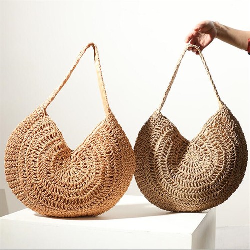 Summer Womens Beach Bag Casual Large Straw Shopping Handbag One-shoulder Bag - Picture 2 of 15