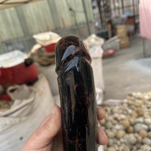 1pz Quarzo Ossidiana Rossa Naturale Intagliato Pene Teschio Scultura Cristallo Reiki Regalo - Foto 10 di 16