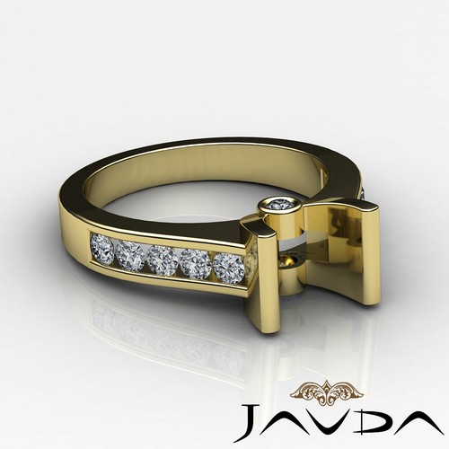 Anillo de compromiso redondo semi montura de diamantes con bisel de canal para mujer 0,50 quilates - Imagen 6 de 30