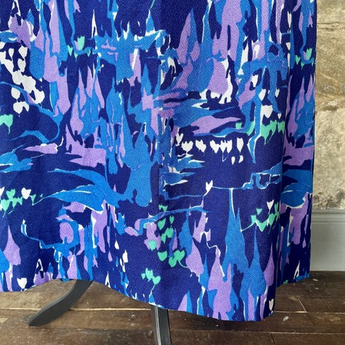Vintage Psychedelic Print Maxi Dress 10 Handmade Sleeve Boho Blue Purple 70s 60s - Picture 7 of 17
