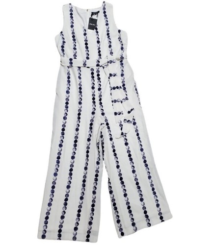 Mono DKNY Azul Marfil Sin Mangas Corbata Cintura Talla 10 NUEVO - Imagen 4 de 11