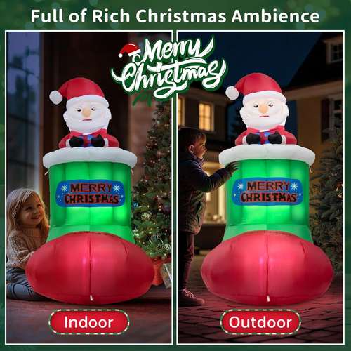 Christmas Inflatable Santa Outdoor Decoration: 5.4FT Blow up Claus Automatic Lif - Picture 4 of 7
