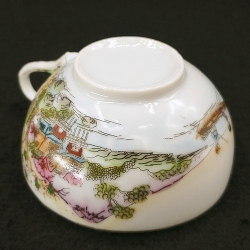 Antique Hand Painted Mt. Fuji Spring Scenery Porcelain Cup & Saucer Japan - Picture 10 of 15