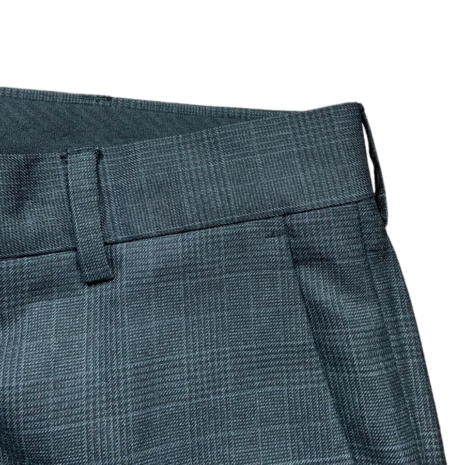Pantalones de vestir Kenneth Cole gris oscuro a cuadros frente plano pantalones talla 32 X 30 Foto 2 de 4